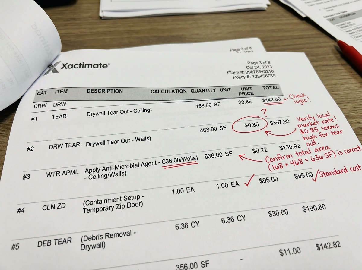 Decoding Your Adjuster's Xactimate Estimate: 10 Commonly Omitted Line Items